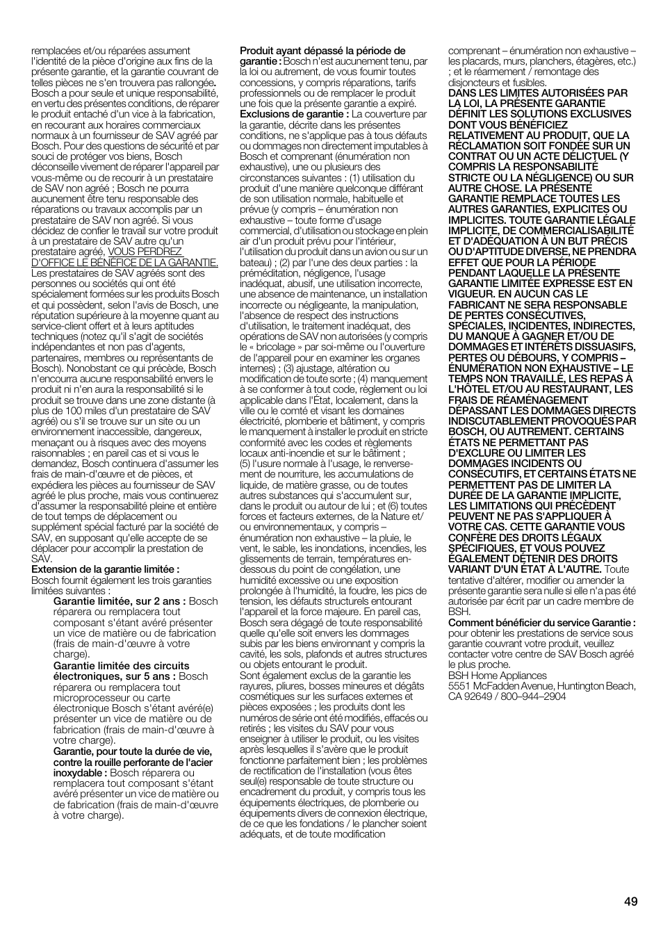 Bosch B22CS30SNS User Manual | Page 49 / 76