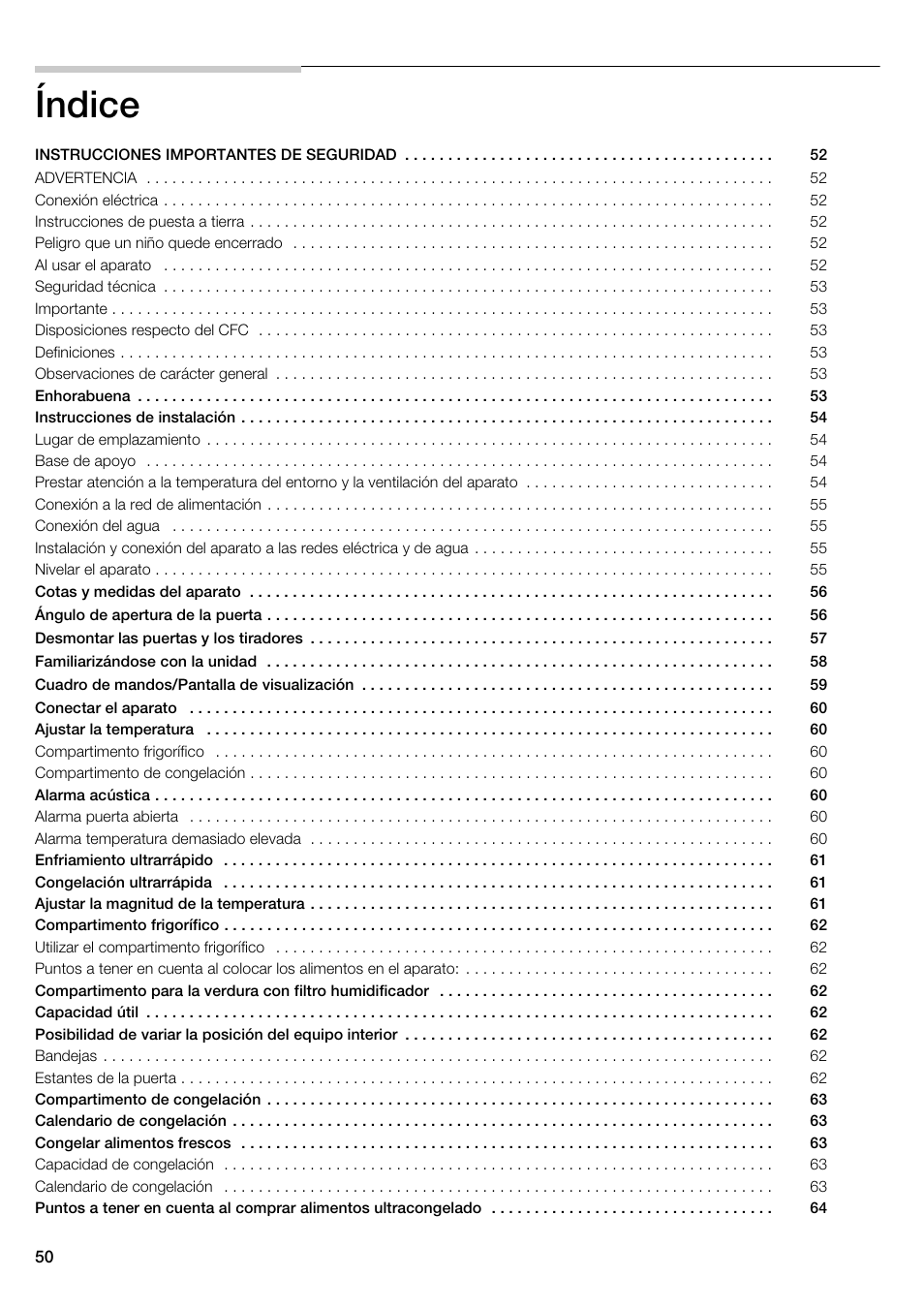 Índice | Bosch B22CS30SNS User Manual | Page 50 / 76