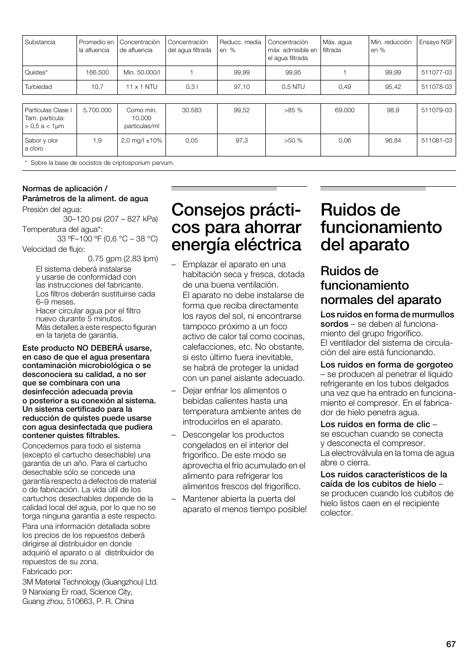 Ruidos de funcionamiento del aparato, Ruidos de funcionamiento normales del aparato | Bosch B22CS30SNS User Manual | Page 67 / 76