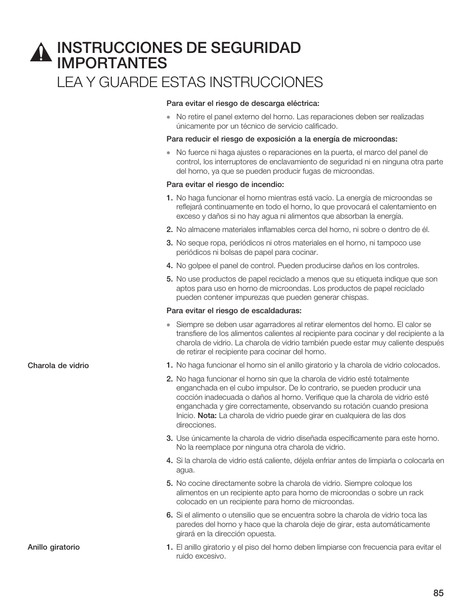 Instrucciones de seguridad importantes, Lea y guarde estas instrucciones | Bosch HMB5051 User Manual | Page 85 / 124