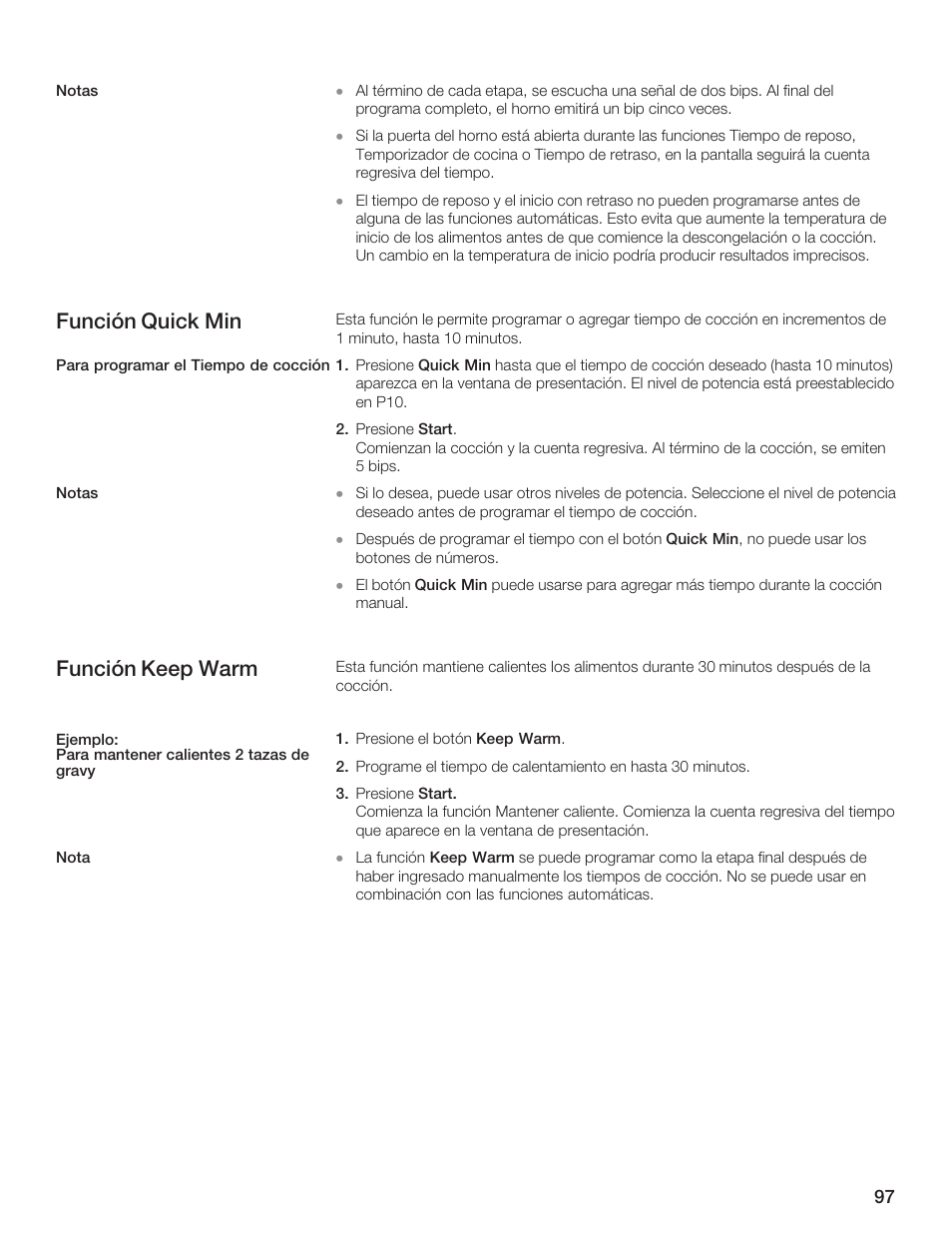Función quick min, Función keep warm | Bosch HMB5051 User Manual | Page 97 / 124