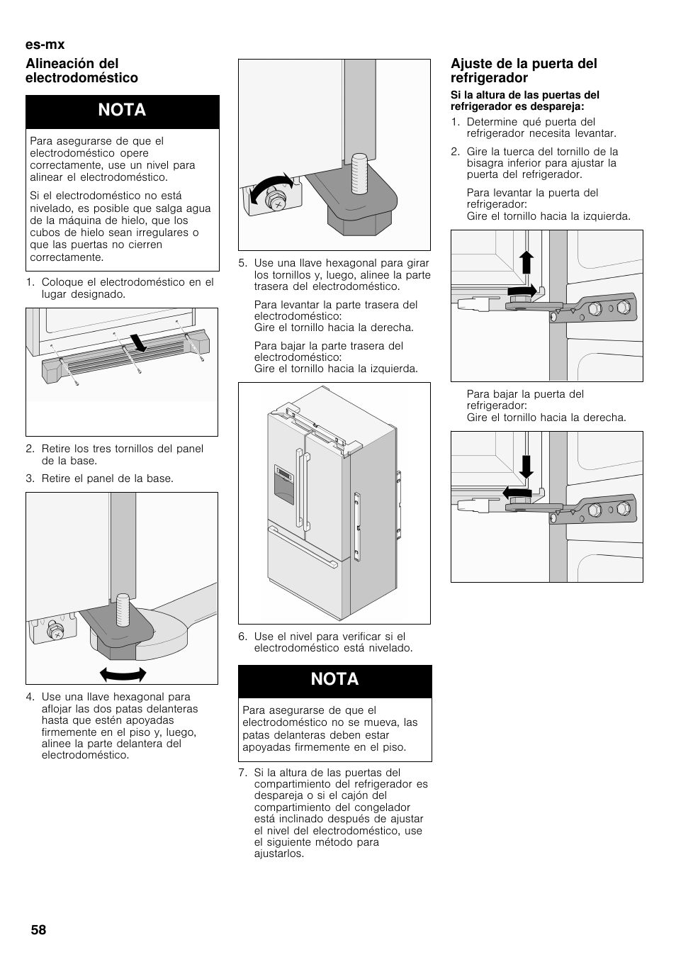 Nota | Bosch B26FT70SNS User Manual | Page 58 / 78