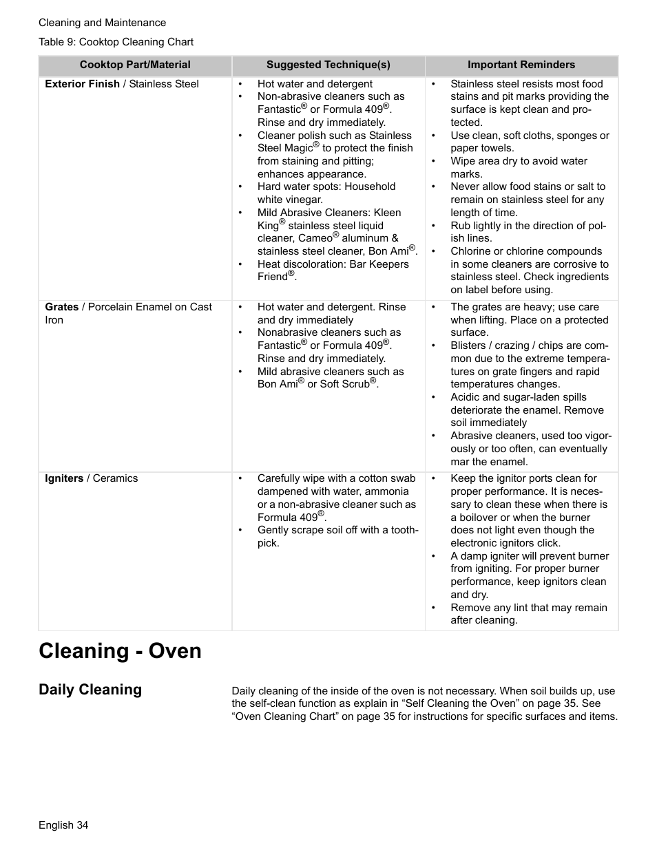 Cleaning - oven, Daily cleaning | Bosch HGS7052UC User Manual | Page 38 / 56