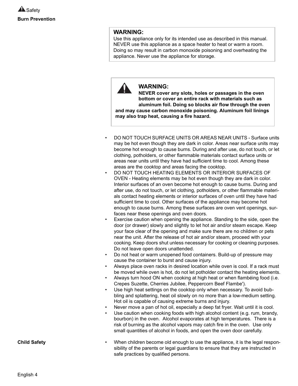 Burn prevention, Child safety | Bosch HGS7052UC User Manual | Page 8 / 56