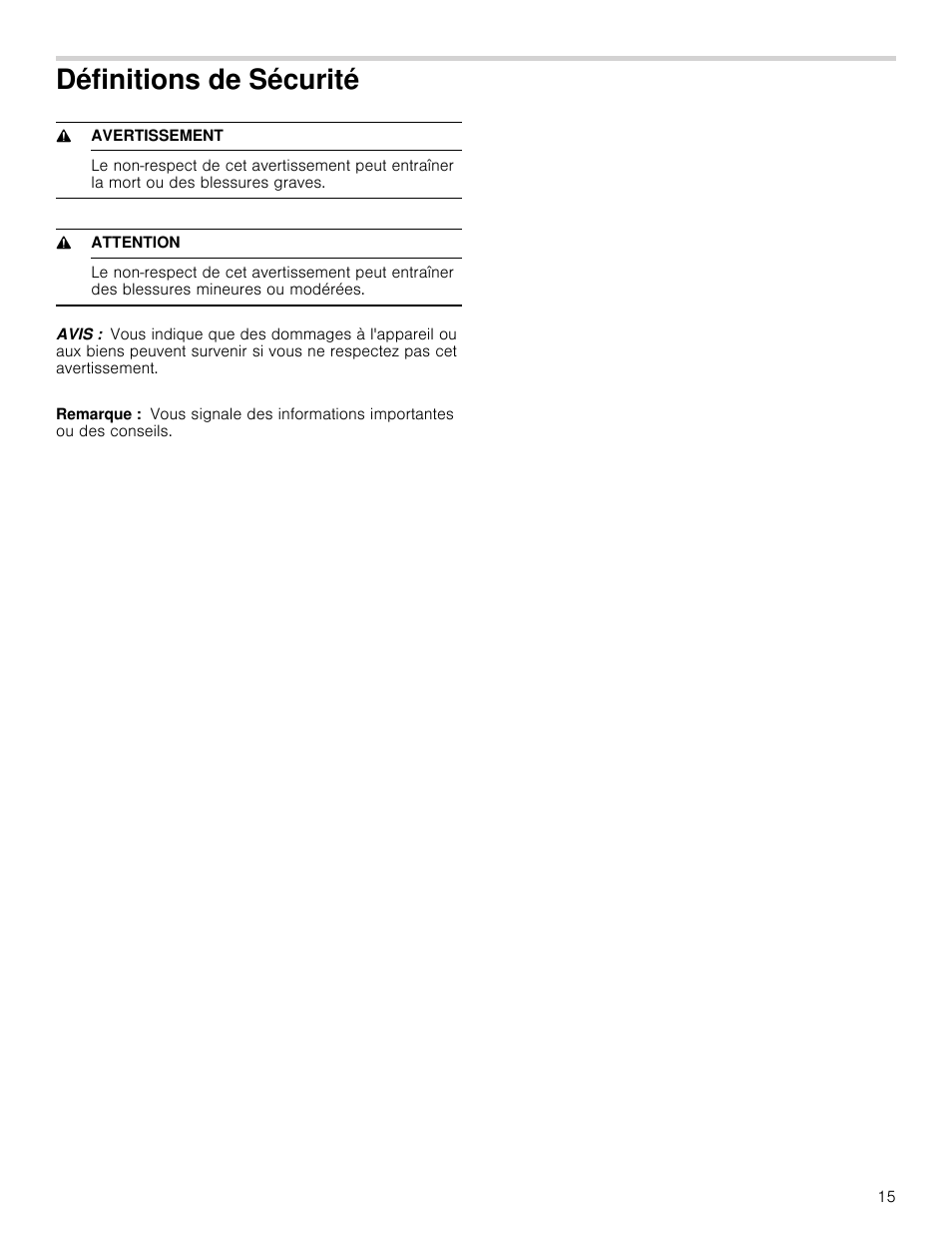 Définitions de sécurité | Bosch NEM5066UC User Manual | Page 16 / 40