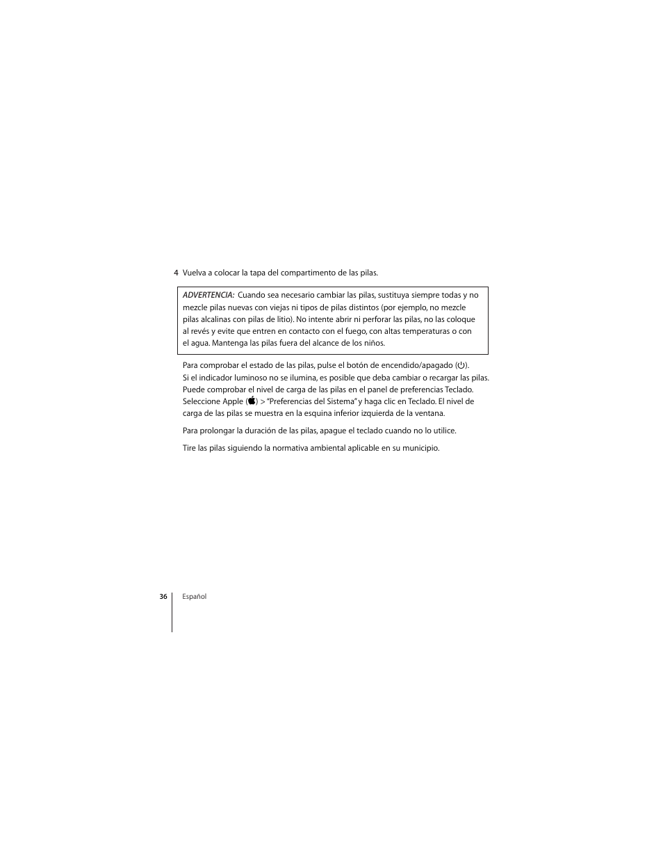 Apple Wireless Keyboard (2009) User Manual | Page 36 / 52