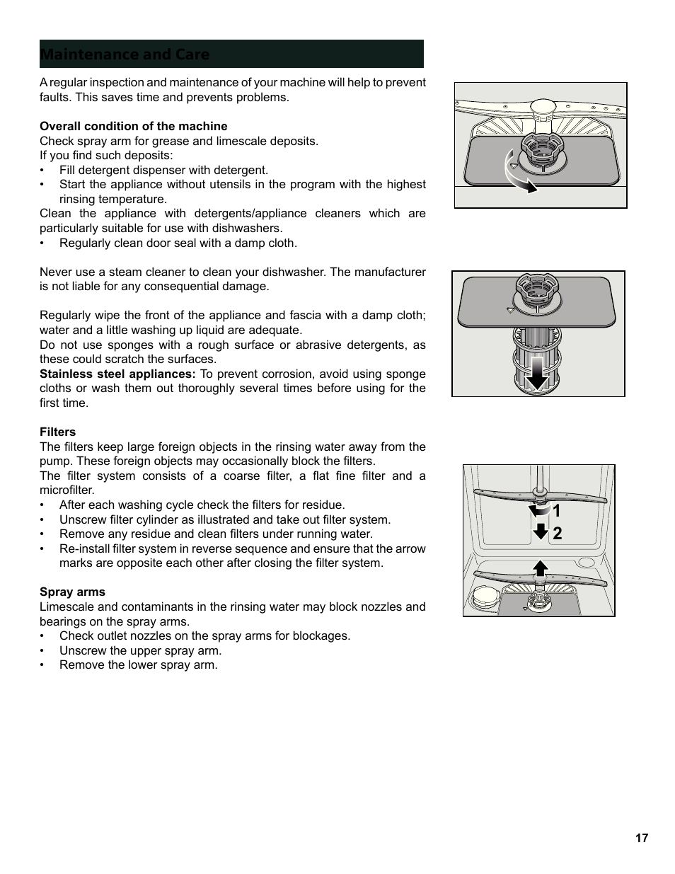 Maintenance and care | Bosch SGE63E06UC User Manual | Page 17 / 64