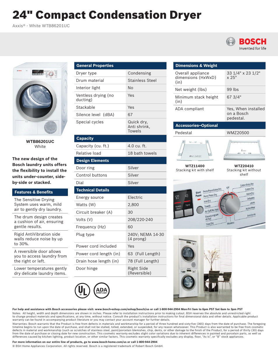 Bosch WTB86201UC User Manual | 3 pages