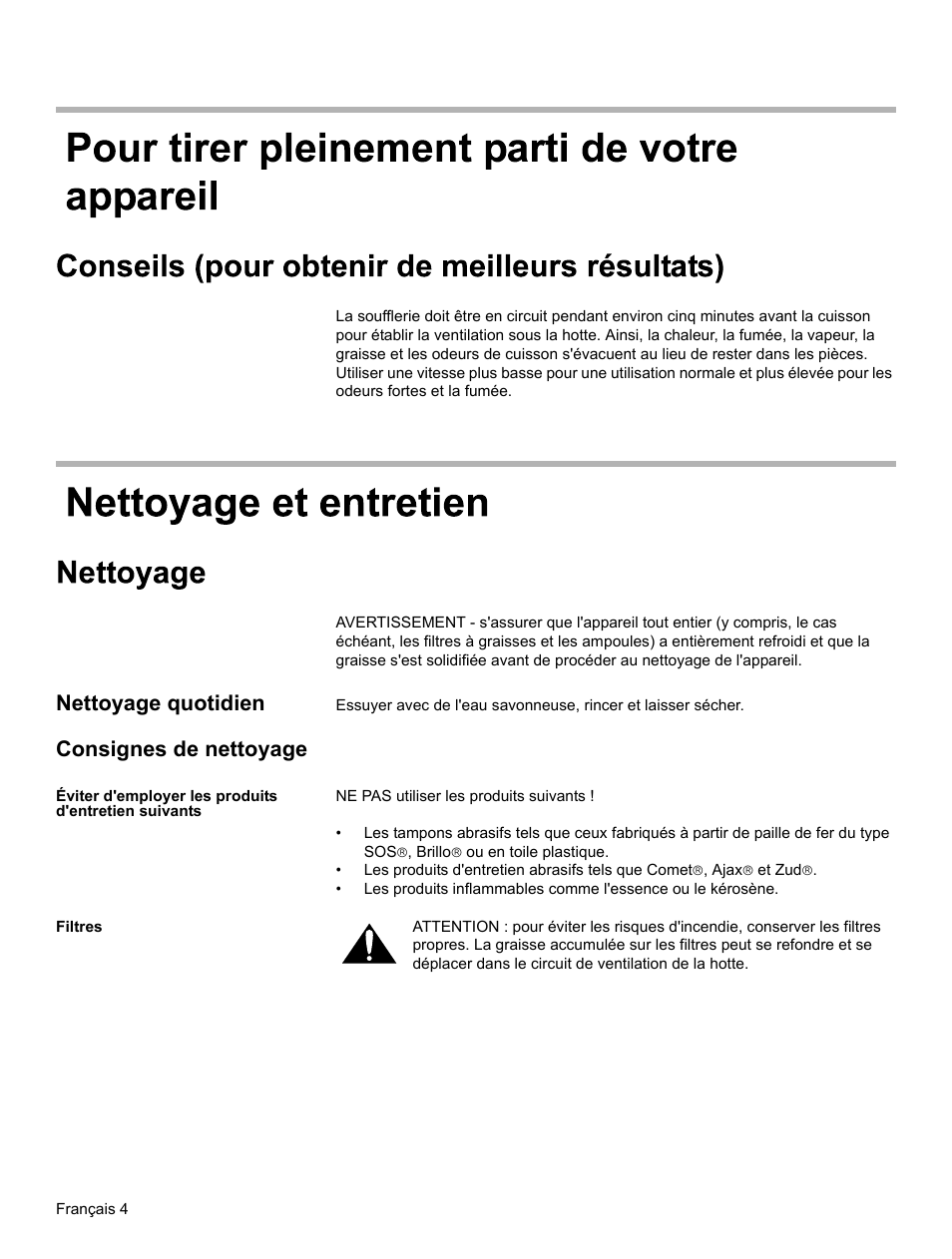Nettoyage quotidien, Consignes de nettoyage | Bosch HUI31451UC User Manual | Page 16 / 32