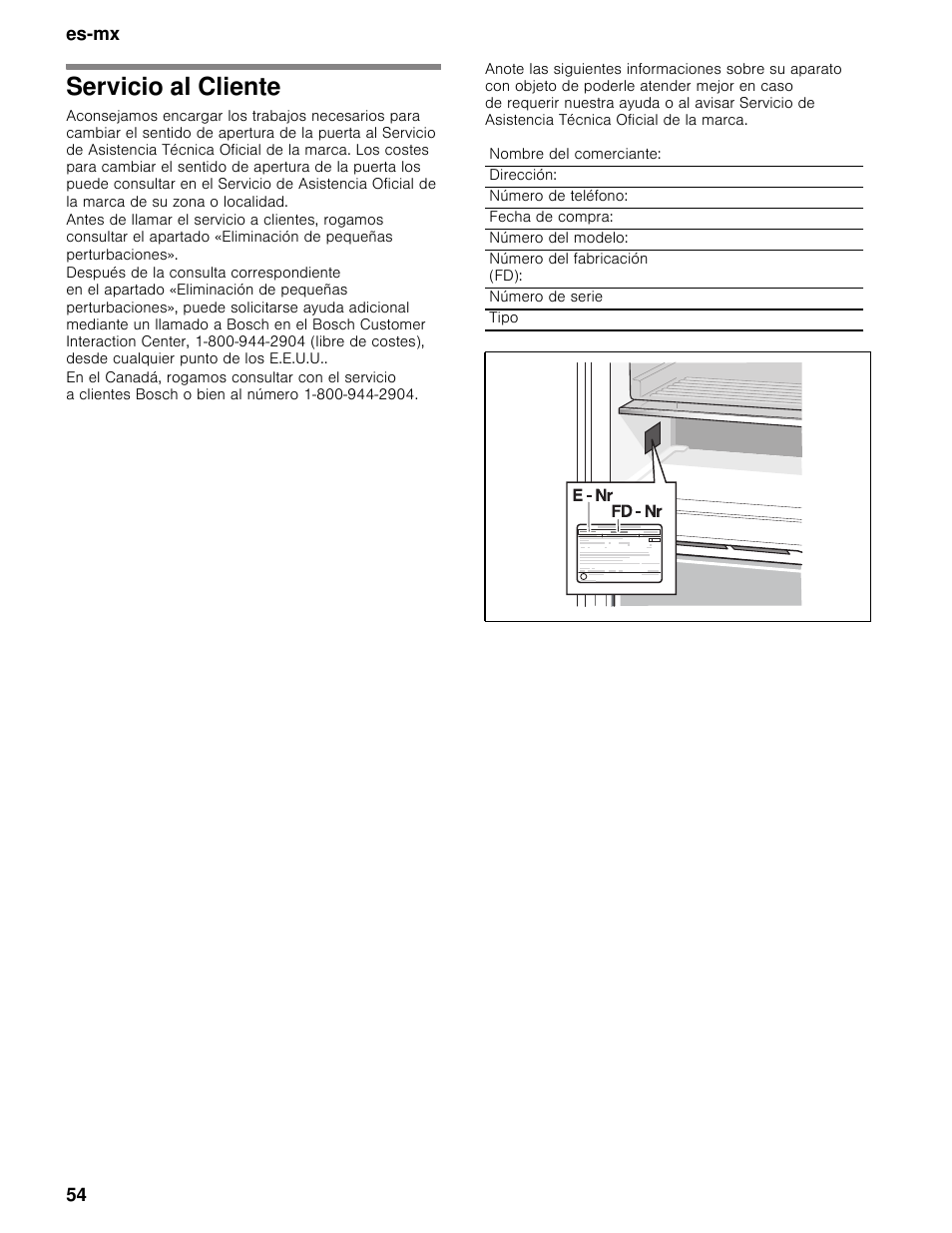 Servicio al cliente | Bosch B11CB50SSS User Manual | Page 54 / 55