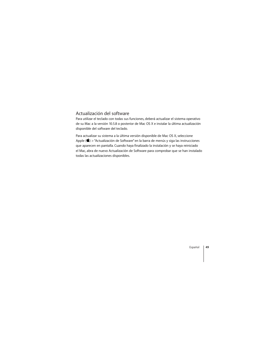 Actualización del software | Apple Wireless Keyboard (2009) User Manual | Page 49 / 64