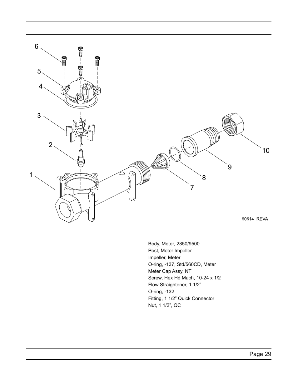 1 1/2” brass paddle meter assembly | Water Inc SXT Timer User Manual | Page 29 / 36