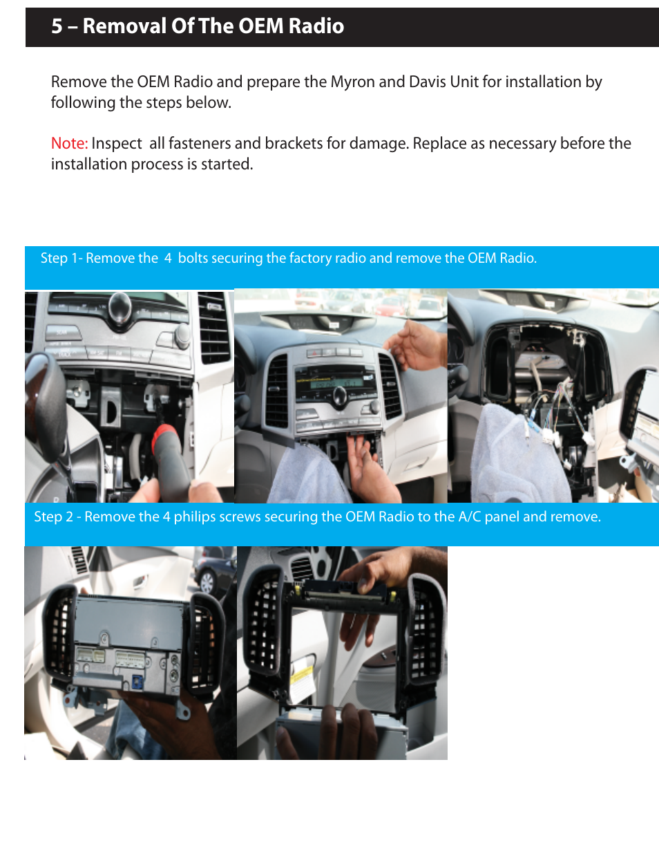 5 – removal of the oem radio | Myron&Davis NV7TVZ1 User Manual | Page 5 / 10