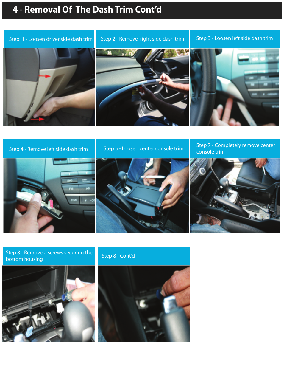 4 - removal of the dash trim cont’d | Myron&Davis NV8ACC1 User Manual | Page 4 / 14