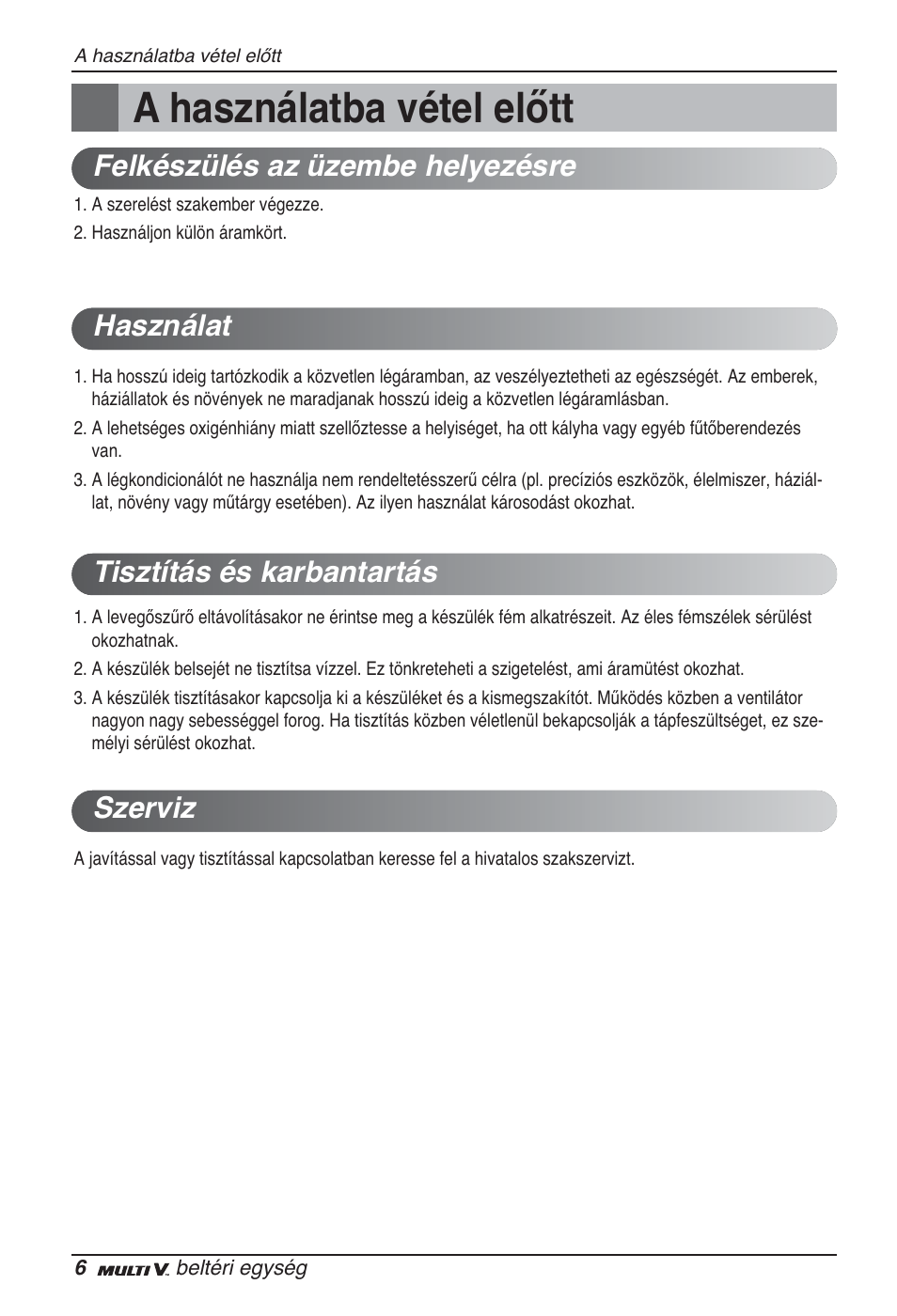 A használatba vétel előtt | LG ARNU05GTRC2 User Manual | Page 114 / 205