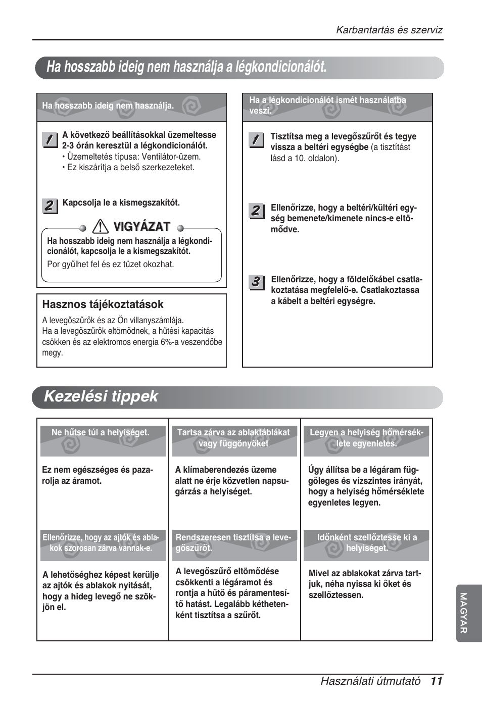 Vigyázat | LG ARNU05GTRC2 User Manual | Page 119 / 205