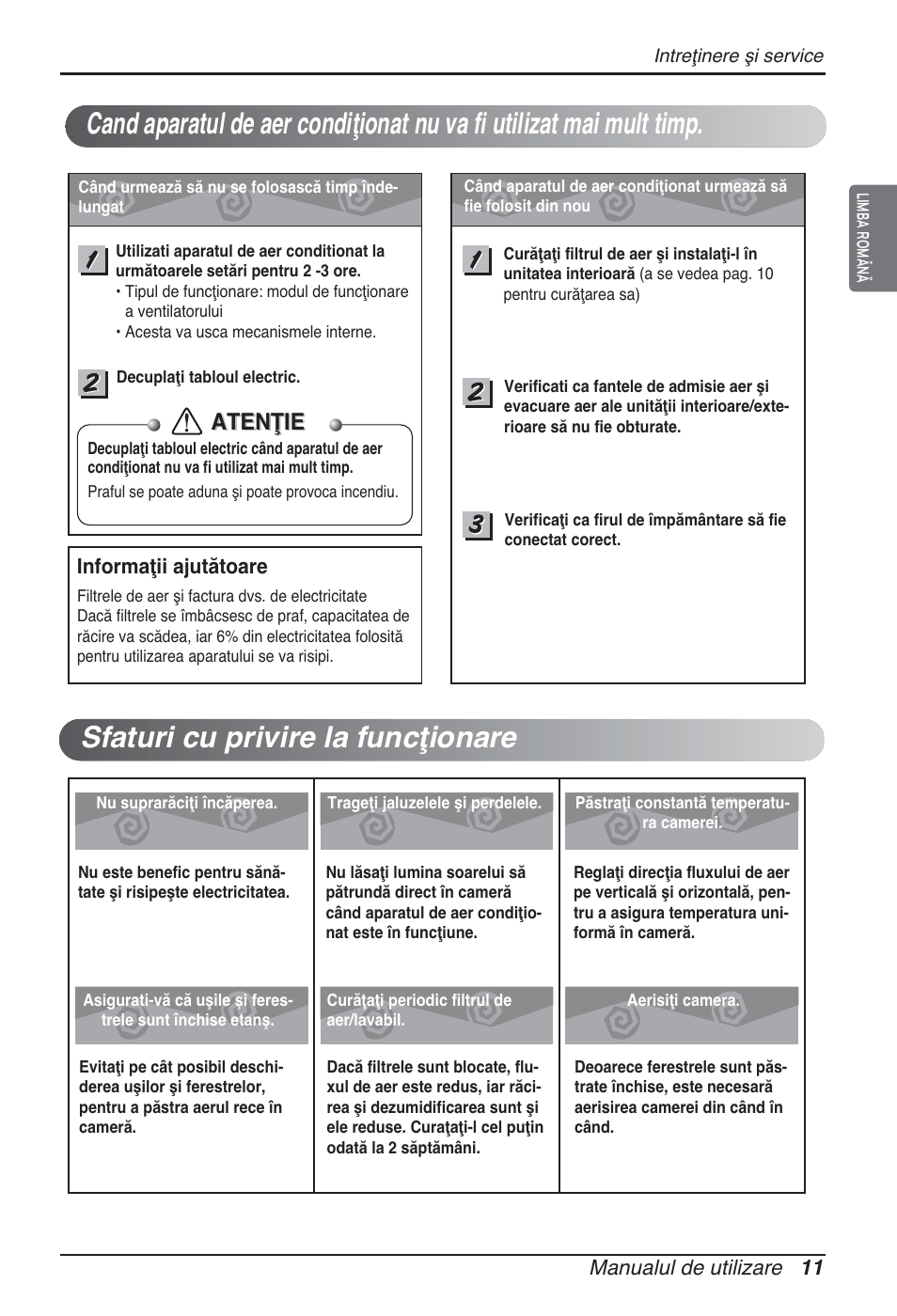 Atenţie | LG ARNU05GTRC2 User Manual | Page 143 / 205
