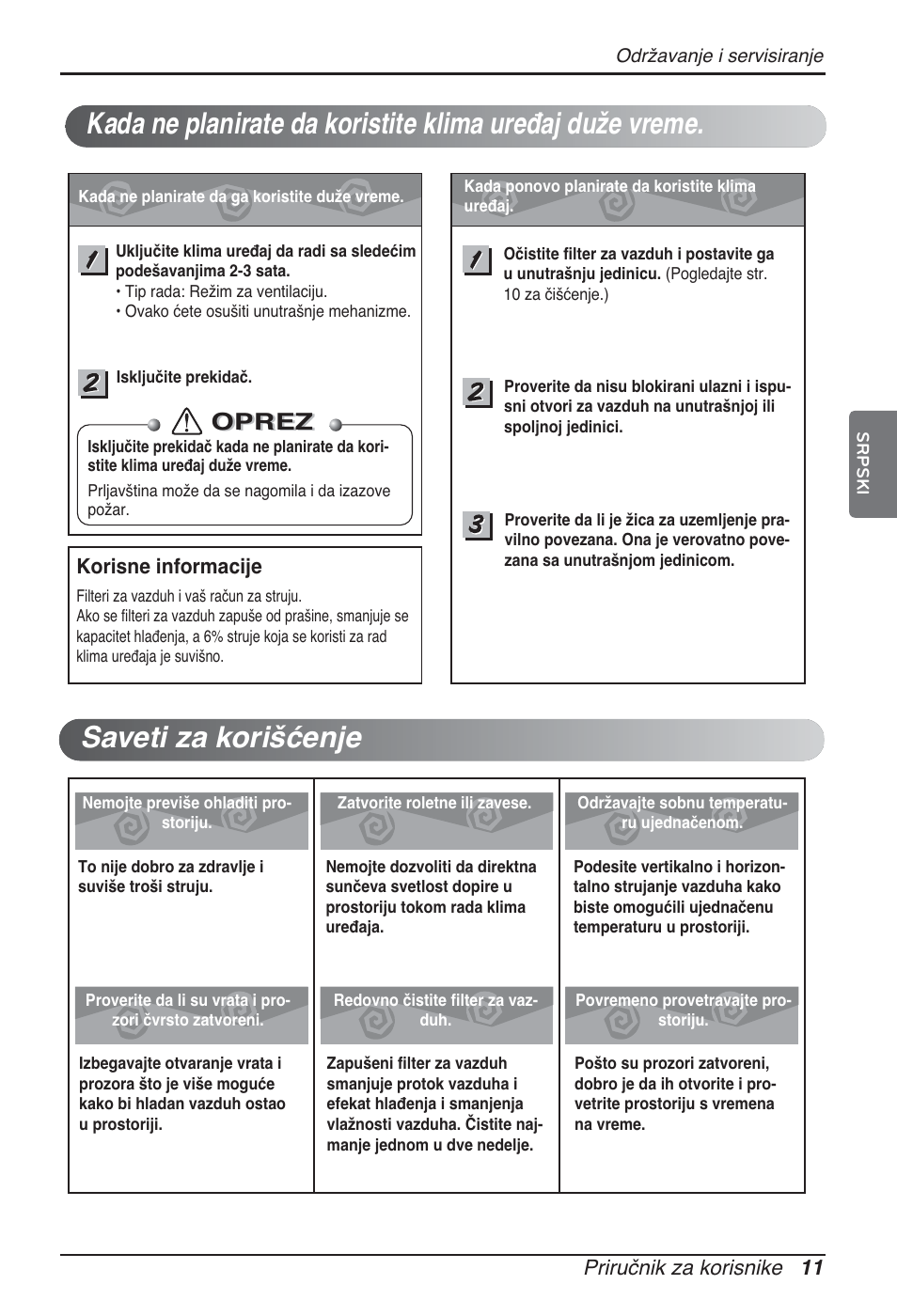 Oprez | LG ARNU05GTRC2 User Manual | Page 167 / 205