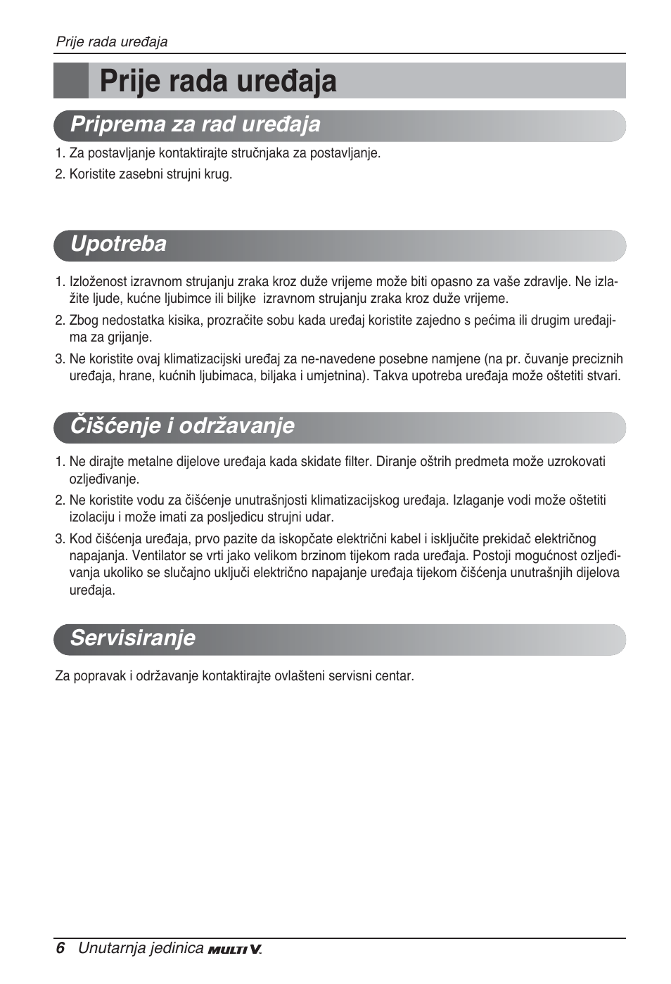 Prije rada uređaja | LG ARNU05GTRC2 User Manual | Page 174 / 205