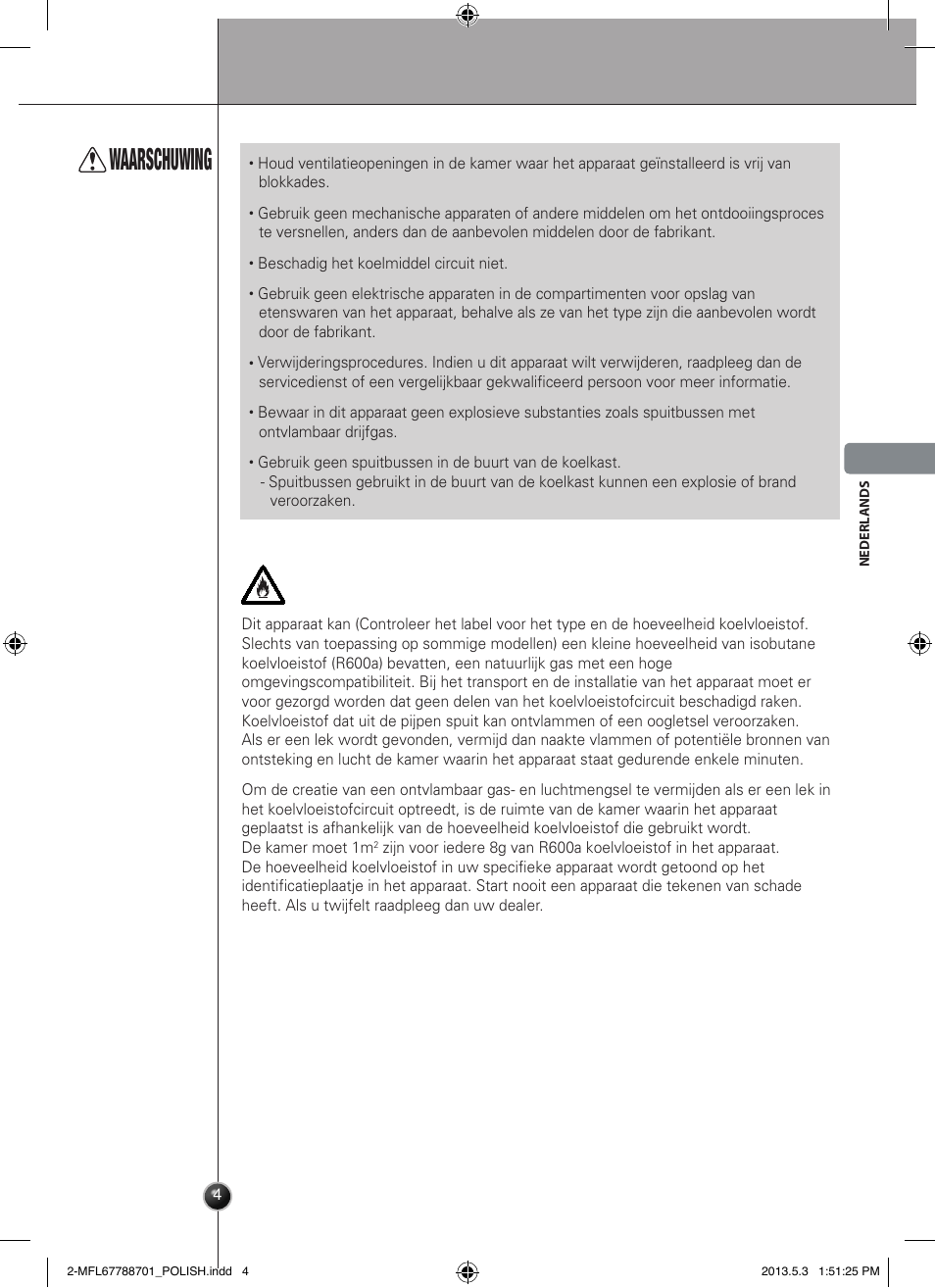 Waarschuwing, Introductie | LG GSL545NSQV User Manual | Page 103 / 324
