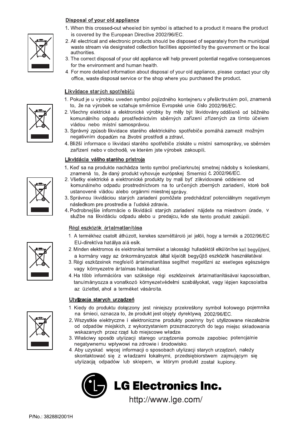 LG V-CP983STQB User Manual | Page 41 / 41