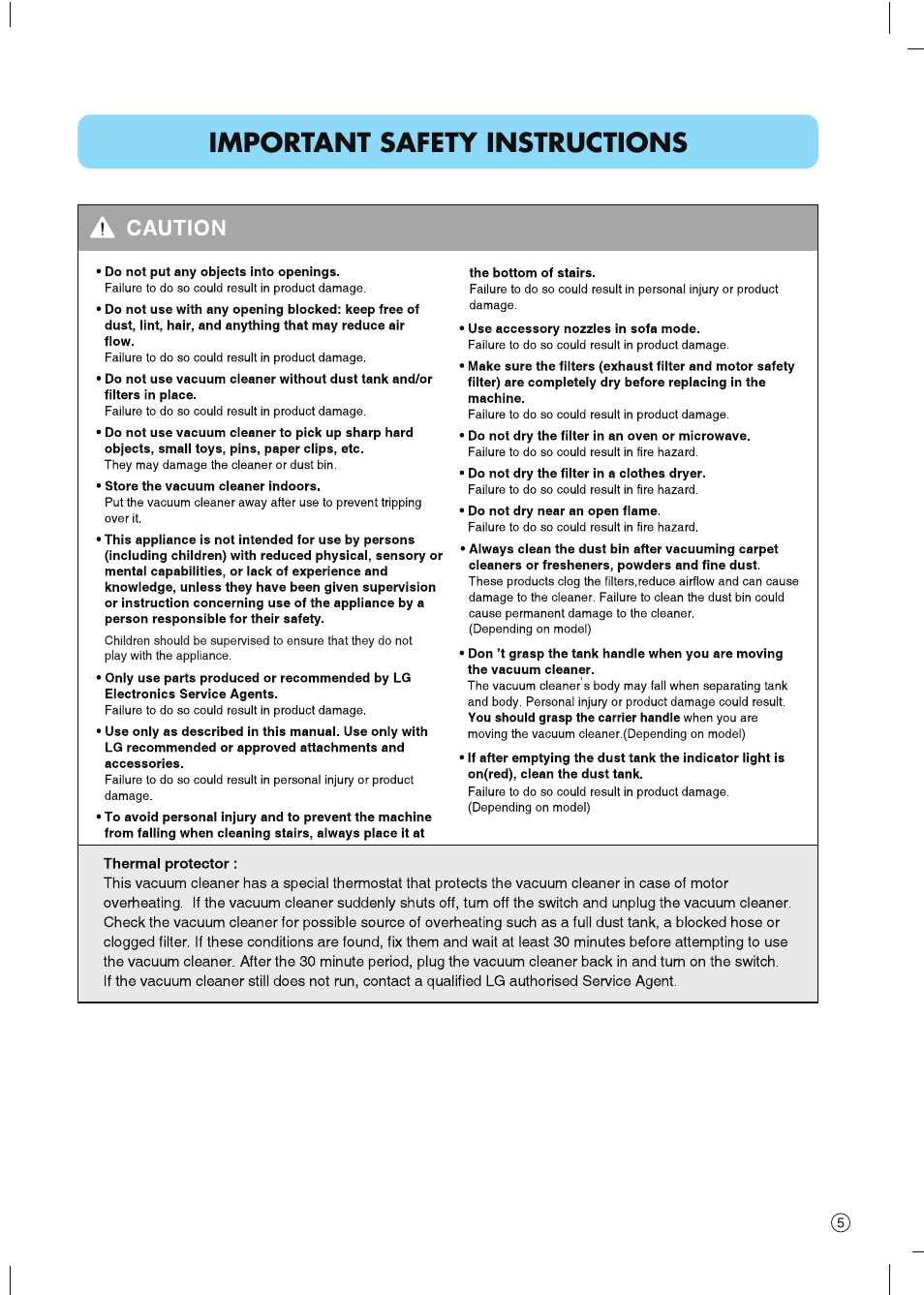 LG VC4916NNTQ User Manual | Page 6 / 31