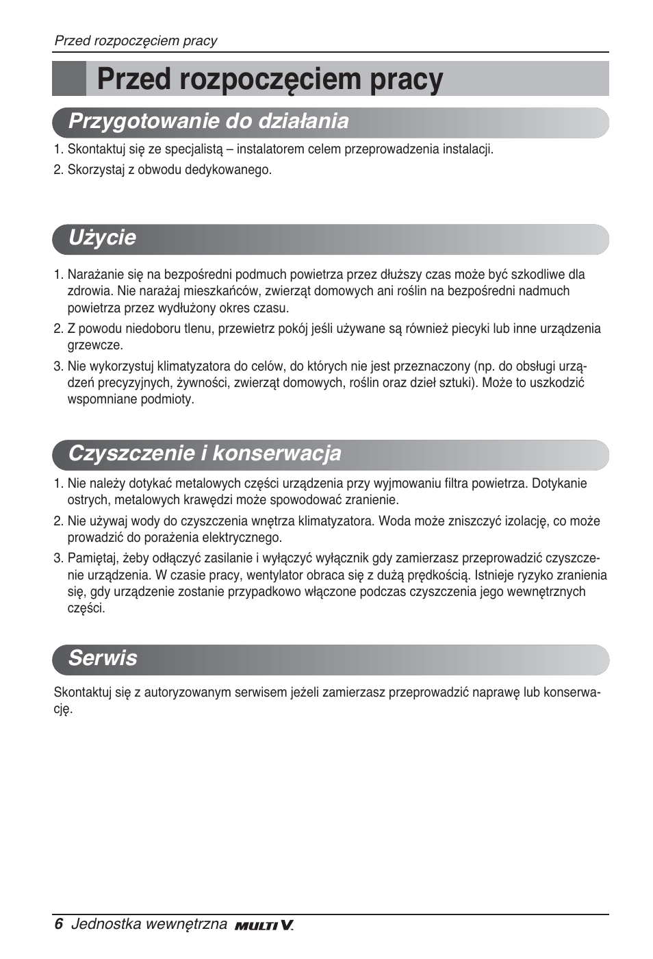 Przed rozpoczęciem pracy | LG ARNU12GCEA2 User Manual | Page 102 / 205