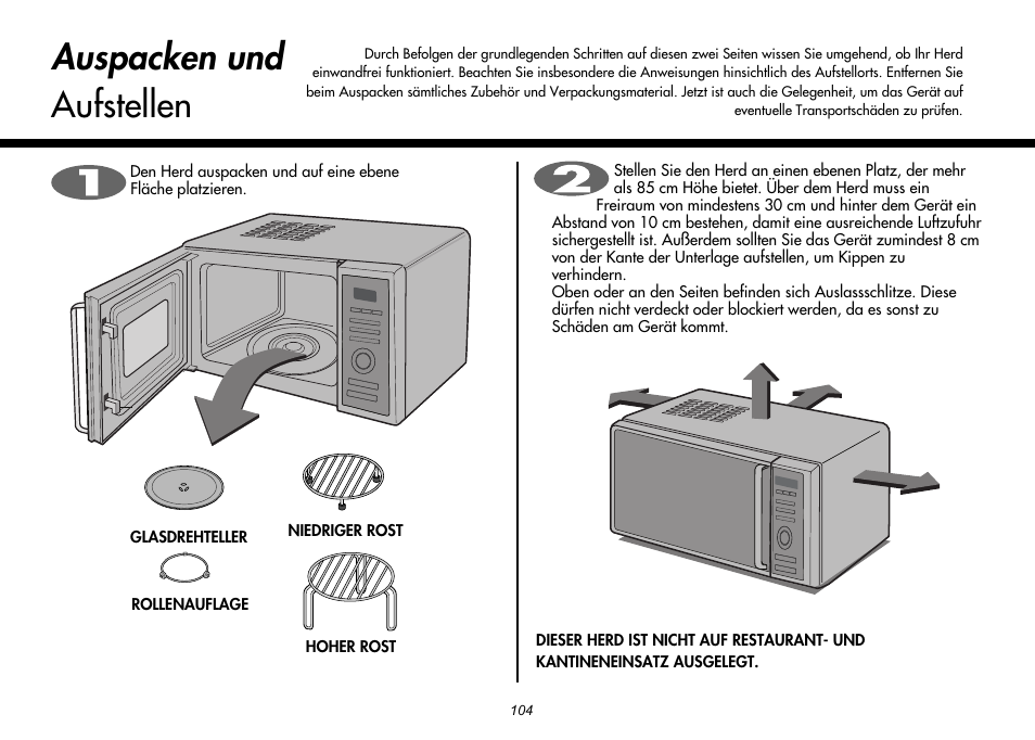 Auspacken und aufstellen | LG MH-6380SL User Manual | Page 110 / 141