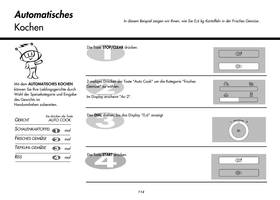 Automatisches kochen | LG MH-6380SL User Manual | Page 120 / 141