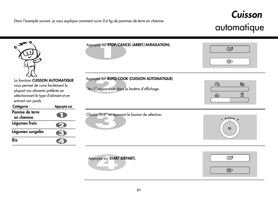 Cuisson automatique | LG MH-6380SL User Manual | Page 85 / 141