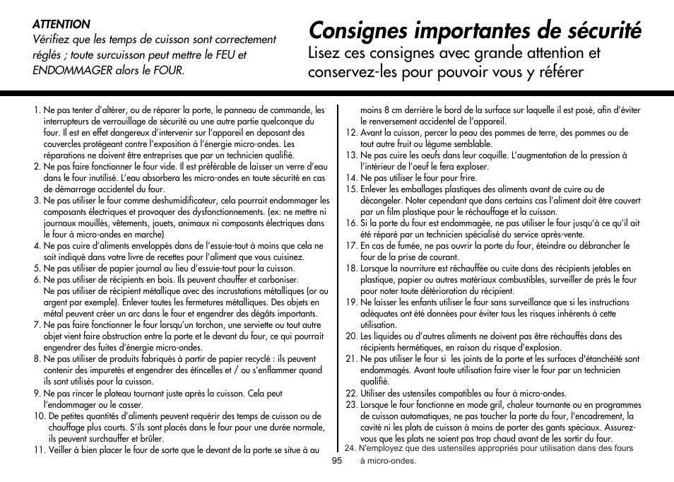 Consignes importantes de sécurité | LG MH-6380SL User Manual | Page 99 / 141
