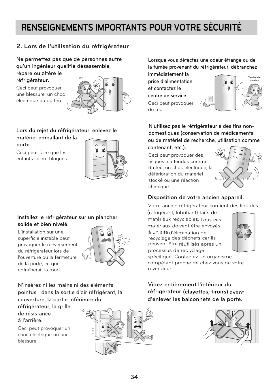 Renseignements importants pour votre sécurité | LG GRD7514NS User Manual | Page 34 / 80