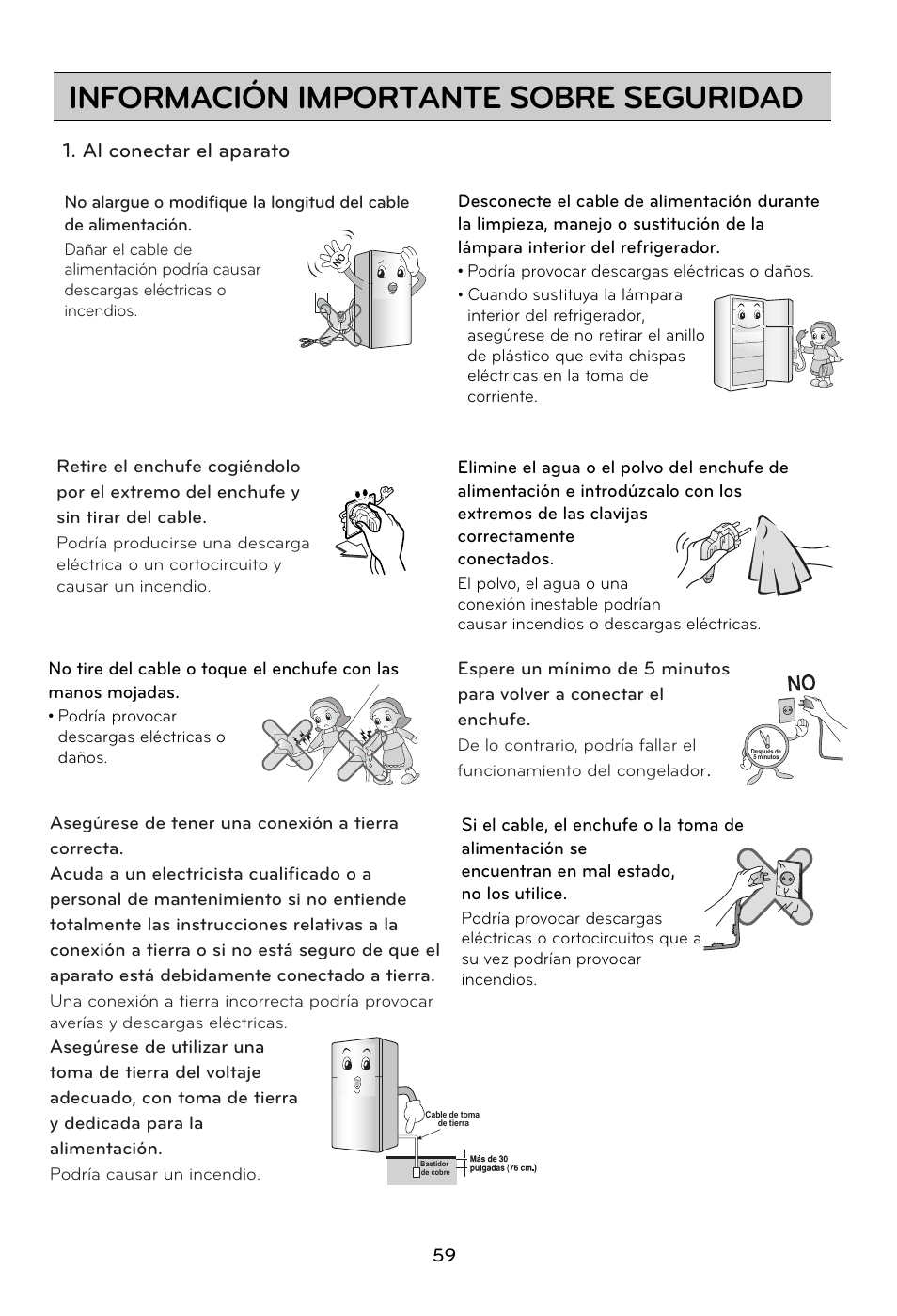 Información importante sobre seguridad | LG GRD7514NS User Manual | Page 59 / 80