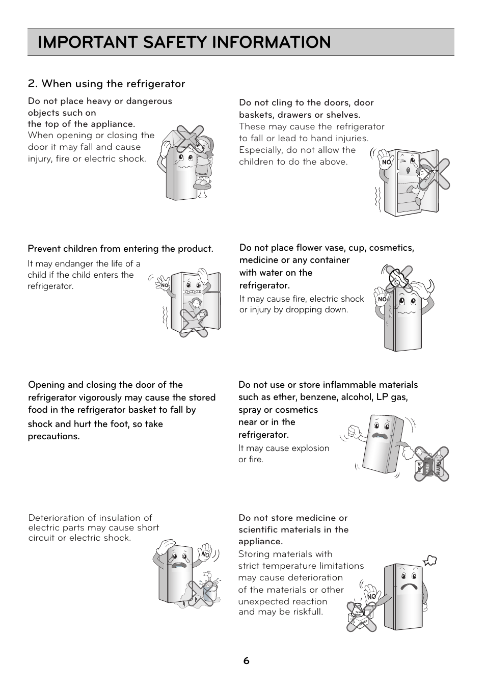 Important safety information | LG GRD7514NS User Manual | Page 6 / 80