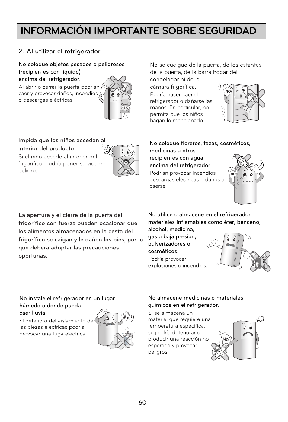 Información importante sobre seguridad | LG GRD7514NS User Manual | Page 60 / 80