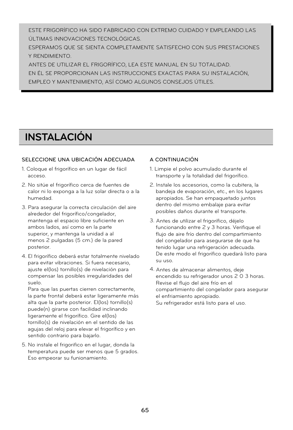 Instalación | LG GRD7514NS User Manual | Page 65 / 80