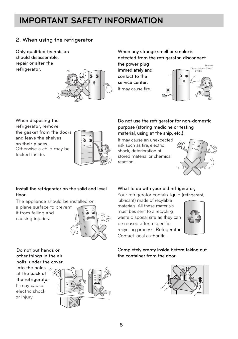 Important safety information | LG GRD7514NS User Manual | Page 8 / 80