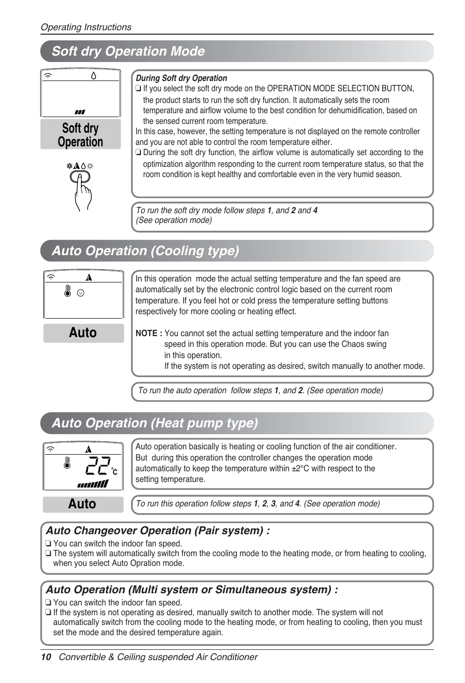 Soft dry operation auto auto | LG UV18 NBC User Manual | Page 10 / 305