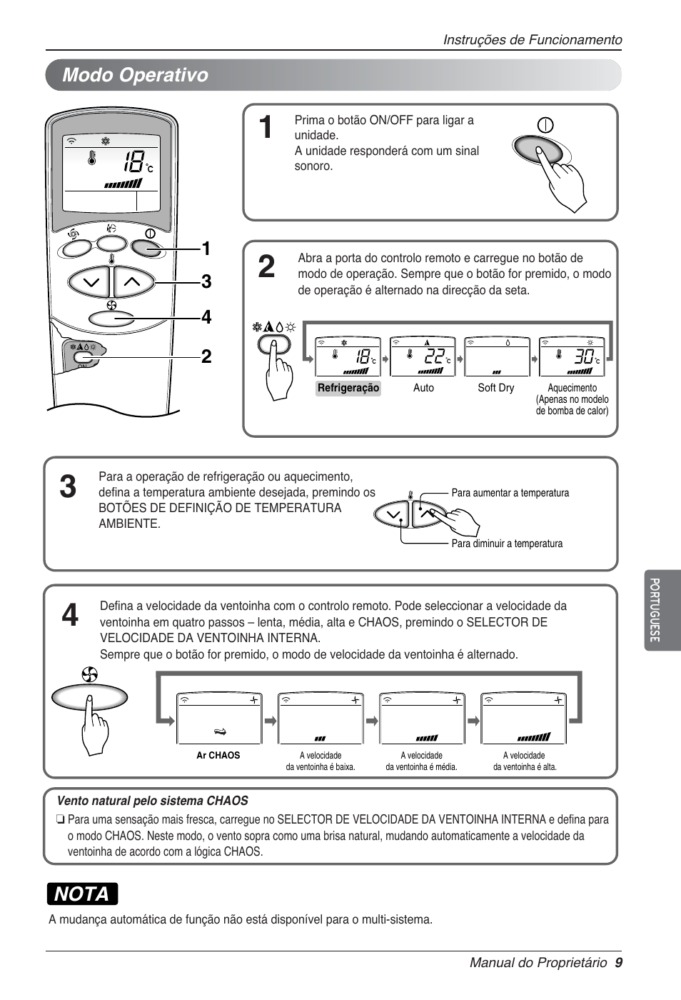 Nota, Modo operativo | LG UV18 NBC User Manual | Page 105 / 305