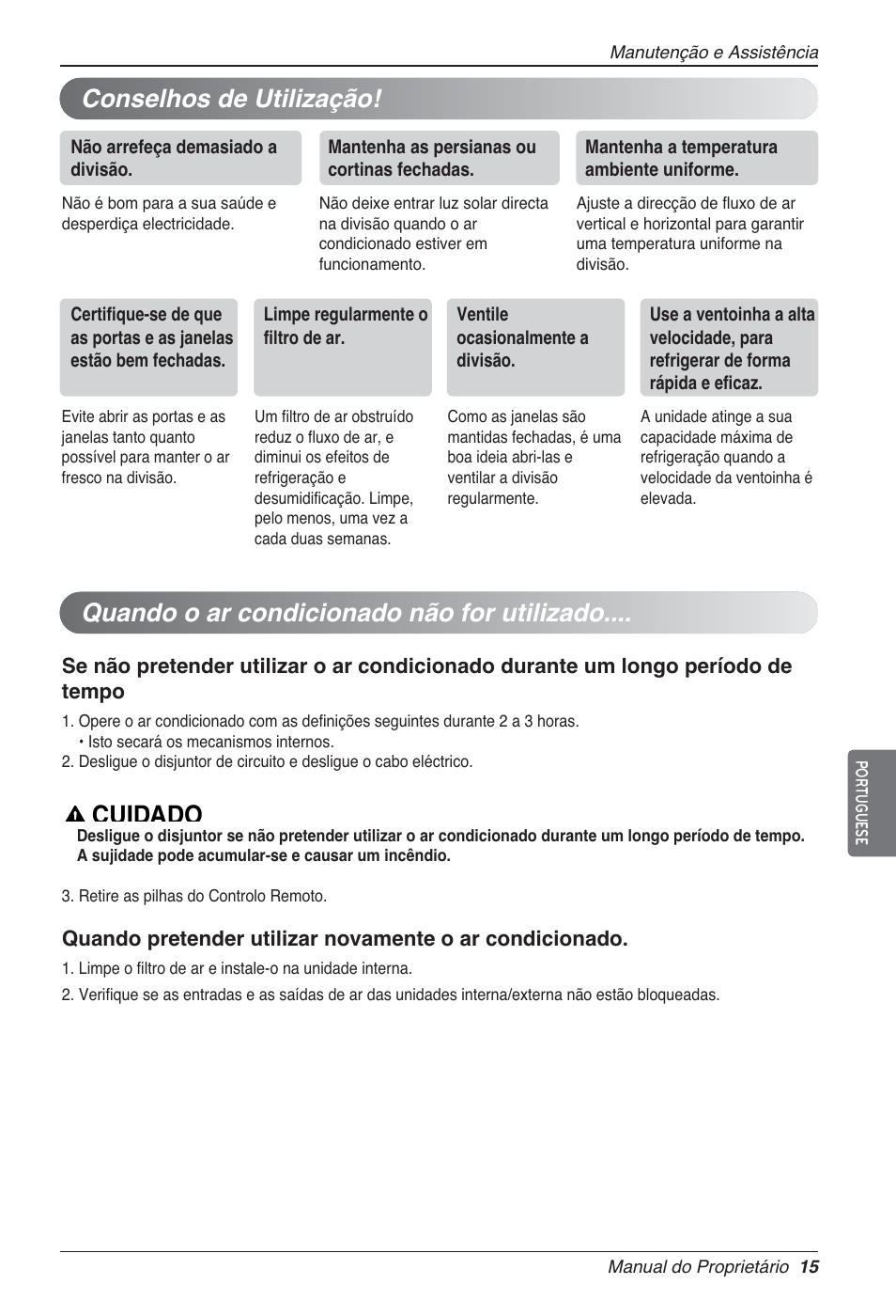 Cuidado | LG UV18 NBC User Manual | Page 111 / 305