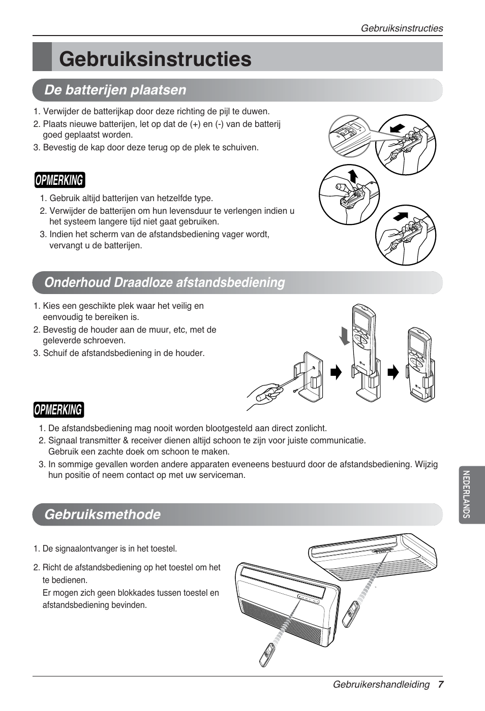 Gebruiksinstructies, Opmerking, Gebruiksmethode | LG UV18 NBC User Manual | Page 119 / 305
