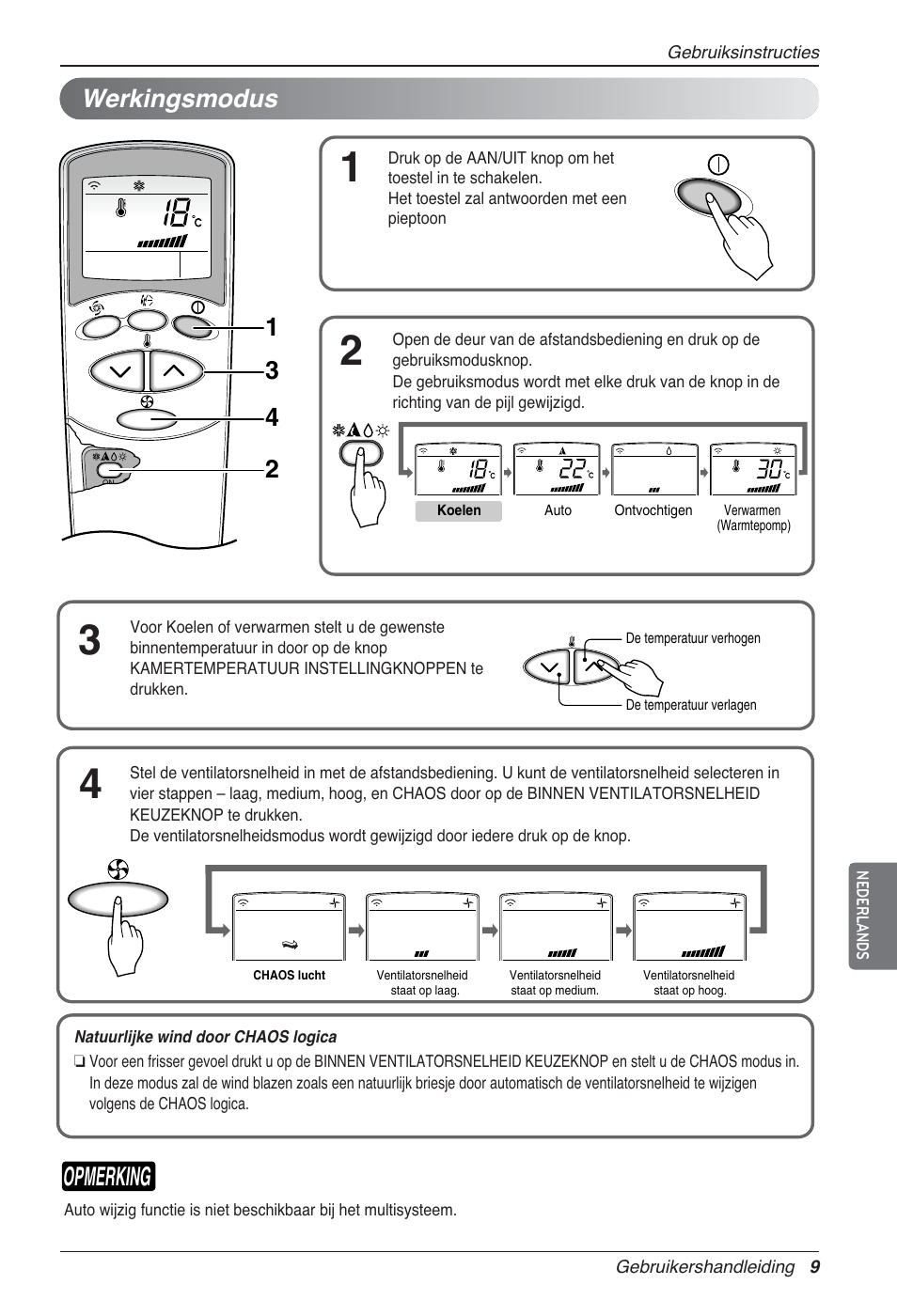 Opmerking, Werkingsmodus | LG UV18 NBC User Manual | Page 121 / 305