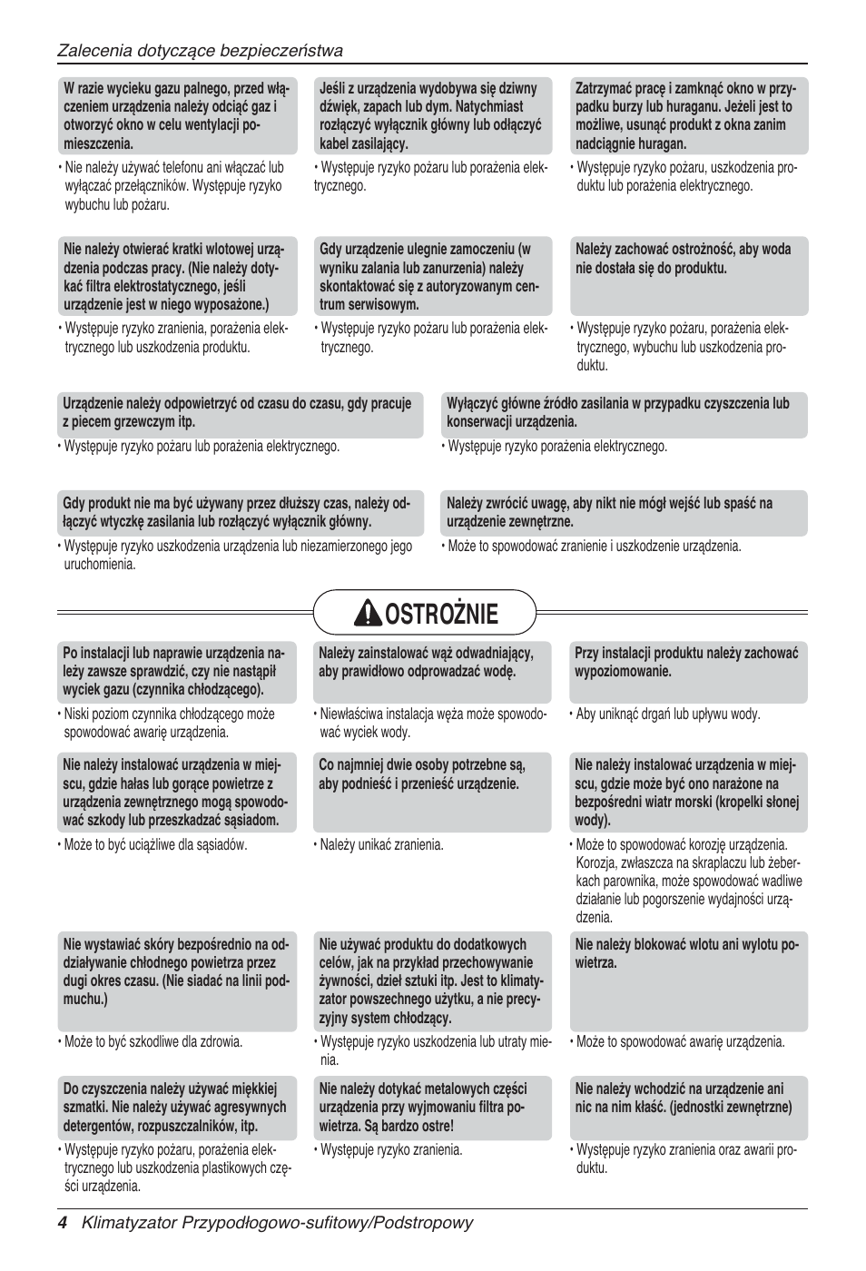 Ostrożnie | LG UV18 NBC User Manual | Page 132 / 305