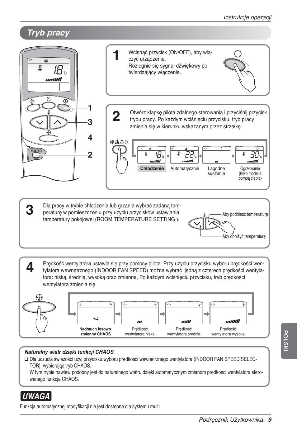 Tryb pracy | LG UV18 NBC User Manual | Page 137 / 305