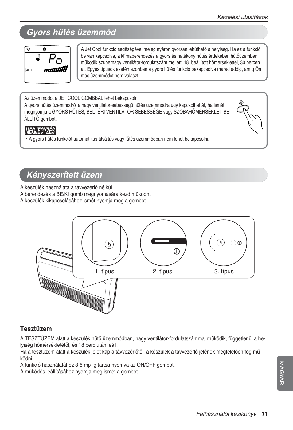 Gyors hűtés üzemmód, Kényszerített üzem | LG UV18 NBC User Manual | Page 155 / 305