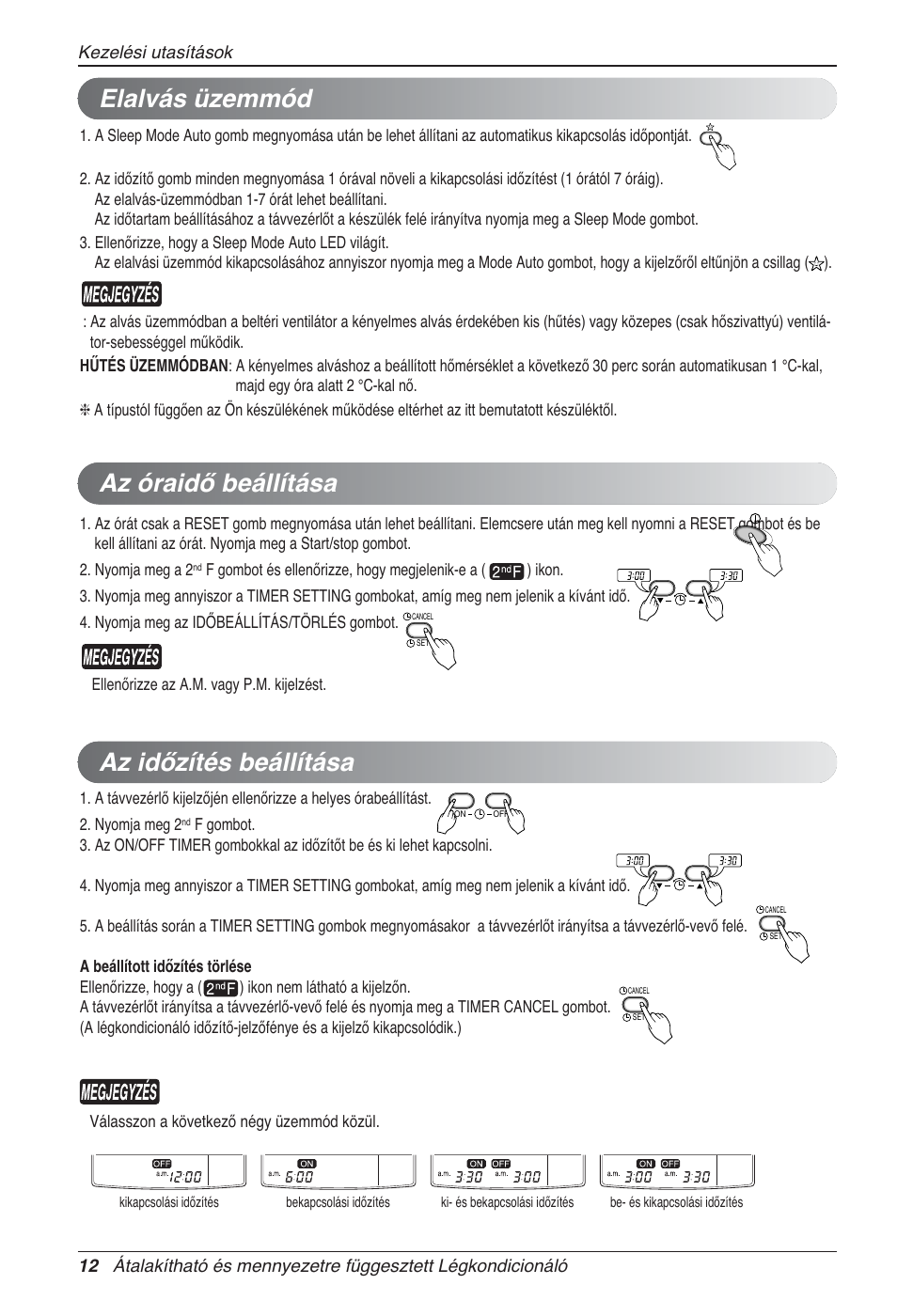 Az óraidő beállítása az időzítés beállítása, Elalvás üzemmód | LG UV18 NBC User Manual | Page 156 / 305