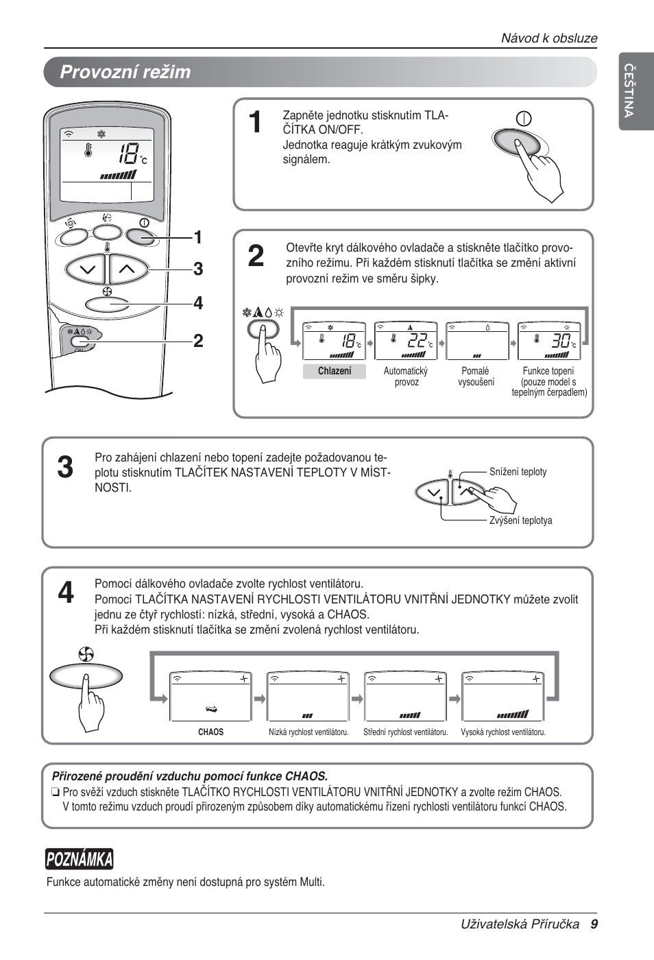 Provozní režim | LG UV18 NBC User Manual | Page 169 / 305
