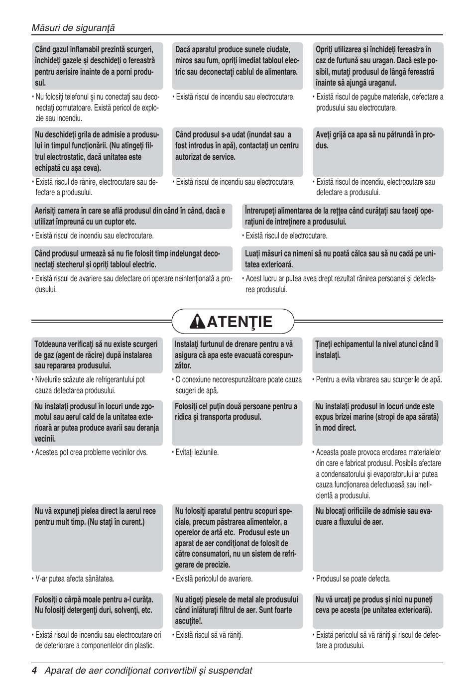 Atenţie | LG UV18 NBC User Manual | Page 180 / 305