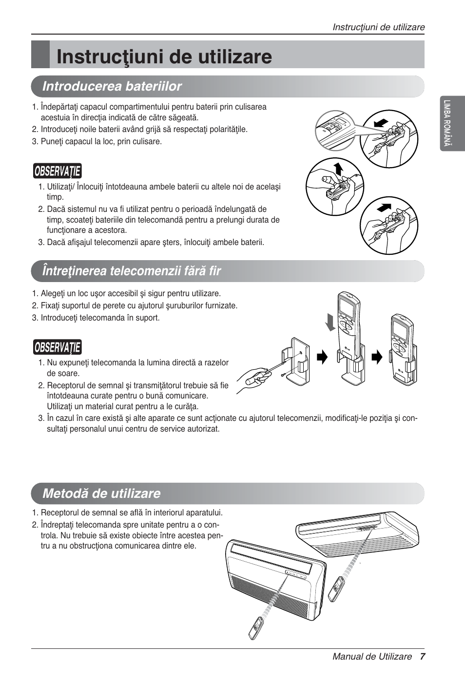 Instrucţiuni de utilizare, Metodă de utilizare | LG UV18 NBC User Manual | Page 183 / 305