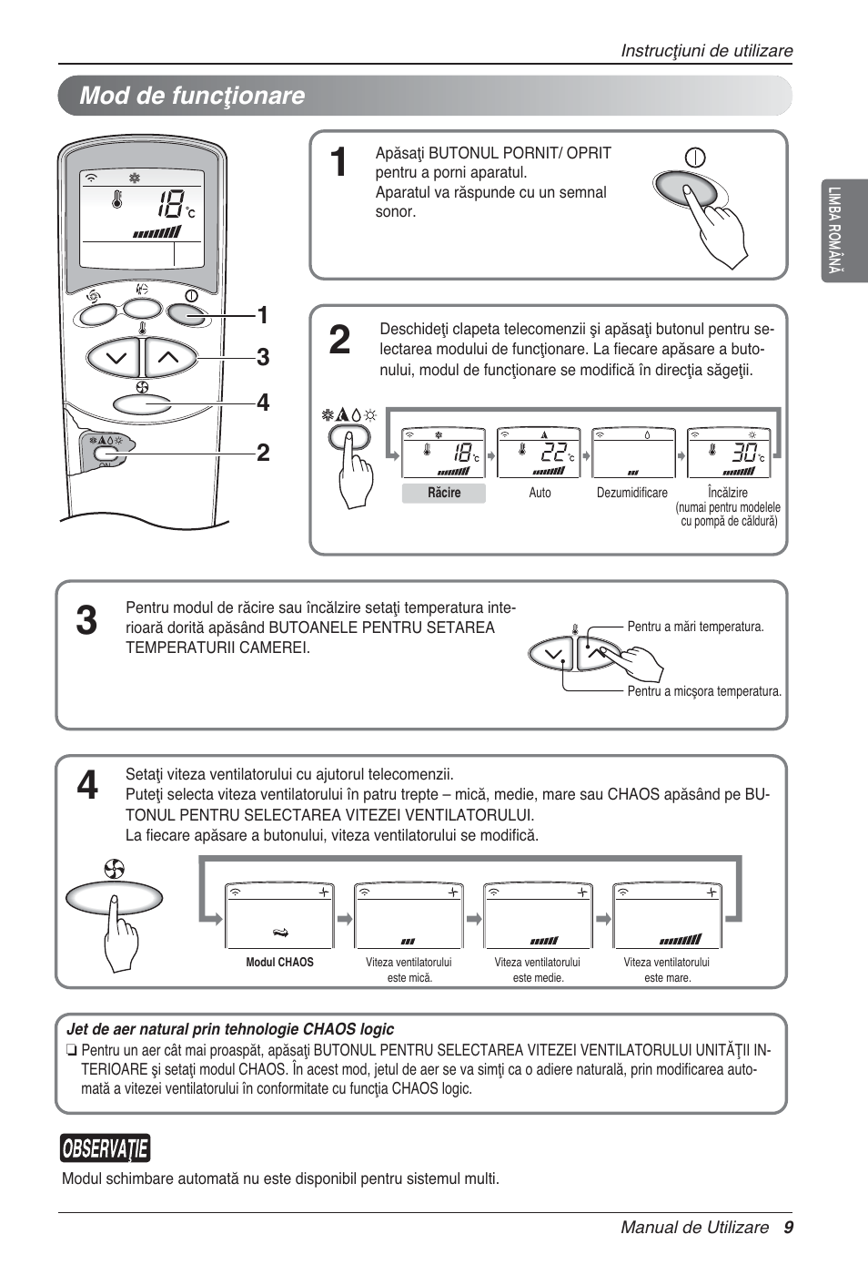 Mod de funcţionare | LG UV18 NBC User Manual | Page 185 / 305